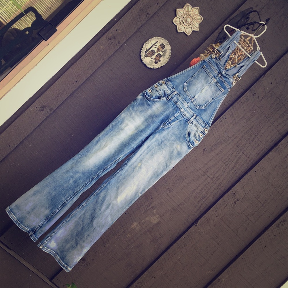 Denim Flare Overalls